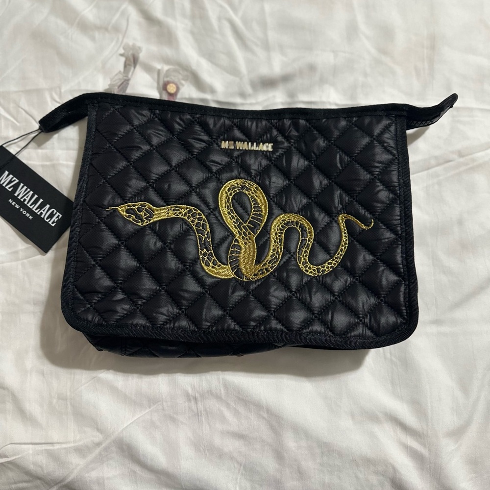 MZ Wallace Quilted Pouch with Gold Snake Embroidery